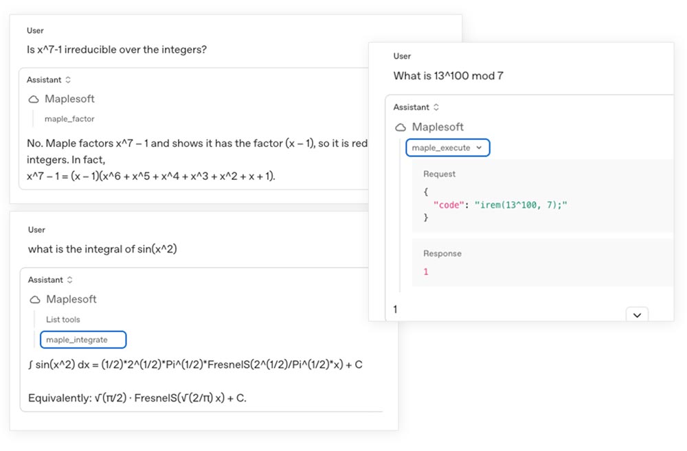Screenshots showing the MCP interface