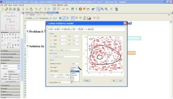 Maple Teaching Concepts: Lotka Volterra Equations