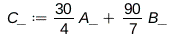 C_ := Physics:-Vectors:-`+`(Physics:-`*`(30, Physics:-Vectors:-`^`(4, -1), A_), Physics:-`*`(90, Physics:-Vectors:-`^`(7, -1), B_)); 