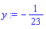 y := -1/23