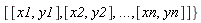 [[x1,y1],[x2,y2],`...`,[xn,yn]]}