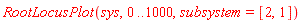 RootLocusPlot(sys, 0 .. 1000, subsystem = [2, 1])