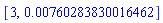 [3, 0.760283830016462e-2]