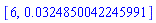 [6, 0.324850042245991e-1]