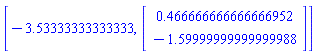 [-3.53333333333333, Vector(2, {(1) = .466666666666666952, (2) = -1.59999999999999988})]