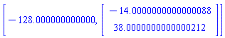 [-128.000000000000, Vector(2, {(1) = -14.0000000000000088, (2) = 38.0000000000000212})]
