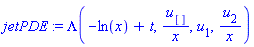 jetPDE := Lambda(-ln(x)+t, u[]/x, u[1], u[2]/x)