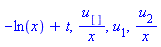 -ln(x)+t, u[]/x, u[1], u[2]/x