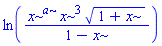 ln(x^a*x^3*(1+x)^(1/2)/(1-x))