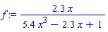 f := 2.3*x/(5.4*x^3-2.3*x+1)