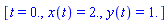 [t = 0., x(t) = 2., y(t) = 1.]