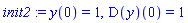 init2 := y(0) = 1, (D(y))(0) = 1