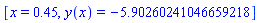 [x = .45, y(x) = -5.90260241046659218]