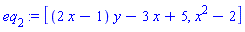 [(2*x-1)*y-3*x+5, x^2-2]