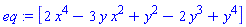 [2*x^4-3*y*x^2+y^2-2*y^3+y^4]