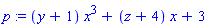 (y+1)*x^3+(z+4)*x+3
