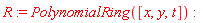 R := PolynomialRing([x, y, t])