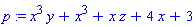 x^3*y+x^3+x*z+4*x+3