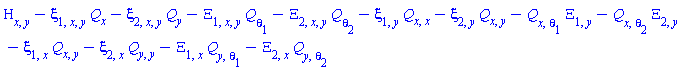 Eta[x, y]-xi[1, x, y]*Q[x]-xi[2, x, y]*Q[y]-Xi[1, x, y]*Q[theta[1]]-Xi[2, x, y]*Q[theta[2]]-xi[1, y]*Q[x, x]-xi[2, y]*Q[x, y]-Q[x, theta[1]]*Xi[1, y]-Q[x, theta[2]]*Xi[2, y]-xi[1, x]*Q[x, y]-xi[2, x]*Q[y, y]-Xi[1, x]*Q[y, theta[1]]-Xi[2, x]*Q[y, theta[2]]