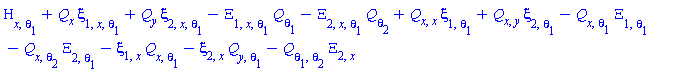 Eta[x, theta[1]]+Q[x]*xi[1, x, theta[1]]+Q[y]*xi[2, x, theta[1]]-Xi[1, x, theta[1]]*Q[theta[1]]-Xi[2, x, theta[1]]*Q[theta[2]]+Q[x, x]*xi[1, theta[1]]+Q[x, y]*xi[2, theta[1]]-Q[x, theta[1]]*Xi[1, theta[1]]-Q[x, theta[2]]*Xi[2, theta[1]]-xi[1, x]*Q[x, theta[1]]-xi[2, x]*Q[y, theta[1]]-Q[theta[1], theta[2]]*Xi[2, x]
