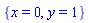 {x = 0, y = 1}