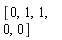 [0, 1, 1, 0, 0]