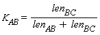 K[AB] = len[BC]/(len[AB]+len[BC])