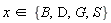 `in`(x, {B, D, G, S})