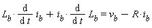 L[b]*(diff(i[b], t))+i[b]*(diff(L[b], t)) = v[b]-R*i[b]