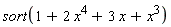 sort(1+2*x^4+3*x+x^3)