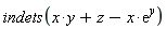 indets(x*y+z-x*exp(y))