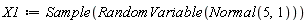 X1 := Sample(RandomVariable(Normal(5, 1)))