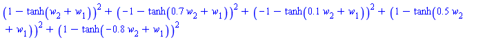 (1-tanh(w[2]+w[1]))^2+(-1-tanh(.7*w[2]+w[1]))^2+(-1-tanh(.1*w[2]+w[1]))^2+(1-tanh(.5*w[2]+w[1]))^2+(1-tanh(-.8*w[2]+w[1]))^2