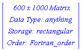 Vector(4, {(1) = ` 600 x 1000 `*Matrix, (2) = `Data Type: `*anything, (3) = `Storage: `*rectangular, (4) = `Order: `*Fortran_order})