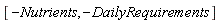 [-Nutrients, -DailyRequirements]
