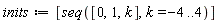 inits := [seq([0, 1, k], k = -4 .. 4)]