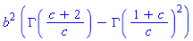 b^2*(GAMMA((c+2)/c)-GAMMA((1+c)/c)^2)