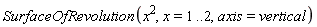 SurfaceOfRevolution(x^2, x = 1 .. 2, axis = vertical)