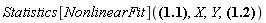 Statistics[NonlinearFit](__a__*exp(__b__*__x__), X, Y, __x__)