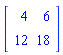 Matrix(2, 2, {(1, 1) = 4, (1, 2) = 6, (2, 1) = 12, (2, 2) = 18})