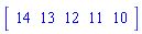 Vector[row](5, {(1) = 14, (2) = 13, (3) = 12, (4) = 11, (5) = 10})