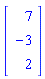 Vector(3, {(1) = 7, (2) = -3, (3) = 2})