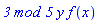 `3 mod 5`*y*f(x)