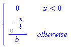 PIECEWISE([0, u < 0], [exp(-u/b)/b, otherwise])