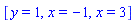 [y = 1, x = -1, x = 3]