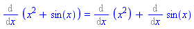 Diff(x^2+sin(x), x) = Diff(x^2, x)+Diff(sin(x), x)