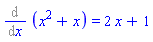 Diff(x^2+x, x) = 2*x+1