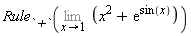 Rule[`+`](Limit(x^2+exp(sin(x)), x = 1))