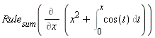 Rule[sum](Diff(x^2+Int(cos(t), t = 0 .. x), x))