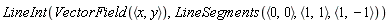 LineInt(VectorField(`<,>`(x, y)), LineSegments(`<,>`(0, 0), `<,>`(1, 1), `<,>`(1, -1)))